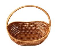 KESOTO Panier Imitation Rotin Tissé Panier de Rangement PP Panier à Fruits avec Poignée Cadre Métallique Facile à Transporter Adapté pour Cuisine Pique-Nique, Longueur 33cm
