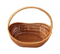 KESOTO Panier Imitation Rotin Tissé Panier de Rangement PP Panier à Fruits avec Poignée Cadre Métallique Facile à Transporter Adapté pour Cuisine Pique-Nique, Longueur 39 Cm