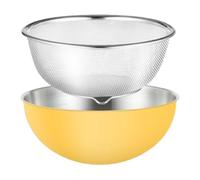KESOTO Passoire Microporeuse INOX Passoire Alimentaire Bol Mélangeur Panier Égouttoir Acier Solide Fonction Rincer Égoutter Convient pour Préparation Aliment, Jaune