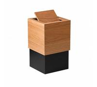 KESOTO Pbelle Carrée En Bois Cvercle Rabaable Élégant Corbeille à Déchs Seau Intérieur Extérieur Claique pr Hôtel, Réception, Marron