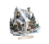 KESOTO Plaque de Maison Décorative de Noël En Acrylique Ornement Table Motif Maison 2D Statuette Plaque avec Base Adaptée pour Décoration de Table Bureau Cha, C