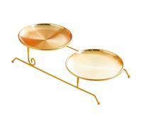 KESOTO Plateau de Fruits Plateau à Desserts Plateau à Collations Présentoir à Friandises Construction Double Inoxydable Transportable Convient pour Cuisine S, or