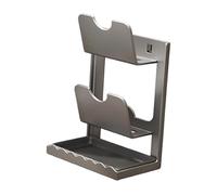 KESOTO Porte-couvercles, Porte-ustensiles Mural avec Bac égouttoir, Organiseur de Table Sans Perçage, Planche à Découper, étagère pour, Gris 2 Niveaux