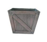 KESOTO Pot de Fleur Carré Bac à Plantes en Résine Contenant Drainage Rustique Décor Champêtre pour Cultures Adapté à Intérieur Extérieu, Brun Foncé