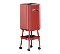 KESOTO Poubelle Haute Mobile Corbeille à Déchets Ouverte Panier à Ordures Double Compartiment En Pp Adaptée à La Cuisine Espace de Vie Rangement Pratique, Rouge avec Plateau