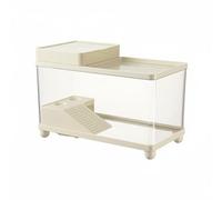 KESOTO Reptile Terrarium Terrarium Aquarium Vivarium Habitat Complet Couvercle avec Aération Stockage Supérieur Détachable Rampe de Montée Zone de Bain, Jaune