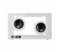 KESOTO Réveil Numérique Enceinte Bluetooth Horloge LED Haut-Parleur Mini Affichage Lumineux Design Transparent Matériaux et Verre Fonction Carte TF Autonomie, Blanc