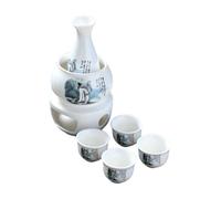 KESOTO Service à Saké En Céramique avec Chauffe-tasses, Pichet et 4 Tasses, Idéal pour La Maison, Le Restaurant Ou Comme Cadeau Japonais, B