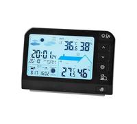 KESOTO Station Météo Compacte avec Horloge Réveil Thermomètre Hygromètre Intérieur Extérieur Écran Coloré en PP Adaptée pour Bureau Maison Hôtel Salon, Style B Black