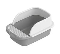 KESOTO Toilettes pour Chats, Bac à Sable Semi-fermé Portable Anti-éclaboussures, Grand Bac Amovible Facile à Nettoyer, Accessoires pour Animaux de Compagnie, Gris52cmx36cmx21.5cm