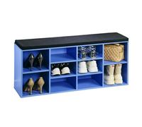 Kesper | 15980 13 Meuble à Chaussures avec Coussin d'assise, matériau: Panneau de Particules, Fini, Dimensions: l 103,5 x H 48 x P 29,5 cm, Couleur : Bleu, Noir