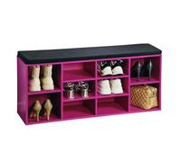Kesper | 15984 13 Meuble à Chaussures avec Coussin d'assise, matériau : Panneau de Particules, Fini, Dimensions: l 103,5 x H 48 x P 29,5 cm, Couleur : Rose, Noir