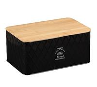 KESPER 18047 Boîte à pain en fer-blanc et bambou style maison de campagne 28 x 18 x 13 cm