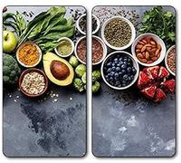 KESPER 3654313 Lot de 2 plaques à découper en verre - Motif avocat - Plaque de protection pour poêle - Pare-éclaboussures 52 x 30 x 0,8 cm Gris