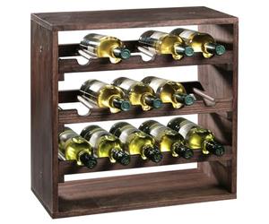 Kesper 4 Compartiment Système d'attaches pour Bouteille de vin, 50 x 25 x 50 cm, Marron