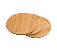 KESPER 50242-71 Lot de 3 assiettes à viande en bambou avec rainure à jus, diamètre 250 mm