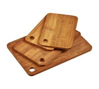KESPER 59127 Lot de 4 planches à découper Matériau : bambou, dimensions : L : 33 x 23 x 1 cm, moyen : 28 x 18,5 x 1 cm, 2 petites : 23 x 15 x 1 cm, couleur : marron, naturel