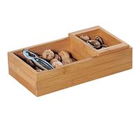 Kesper 62830 Bol de Noix carré avec Casse-Noisette Bois Marron 32 x 16,5 x 3 cm