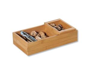 Kesper 62830 Bol de Noix carré avec Casse-Noisette Bois Marron 32 x 16,5 x 3 cm
