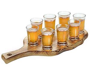 Kesper 68280 Porte-verres à shot en pin flammé avec 8 verres
