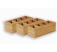 Kesper 70850 Lot de 3 range-couverts à 4 compartiments en bambou certifié FSC 35 x 14 x 12 cm