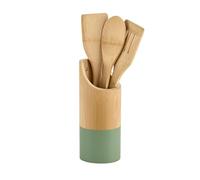 Kesper 81161 | Lot de 4 ustensiles de cuisine ronds en bambou vert naturel 21,5 x 9 x 9 cm