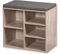 KESPER® Armoire à chaussures blanc cérusé, avec coussin d'assise, 3 compartiments + 1 grand compartiment, FSC®., fond variable, banc pour hall 51,5x29,5x48cm, banc pour vestiaire, 15911