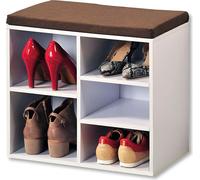 KESPER® Armoire à chaussures blanche avec coussin d'assise, 3 compartiments+1 grand compartiment, ®, fond variable, banc pour hall 51,5x29,5x48cm, banc de vestiaire 15915