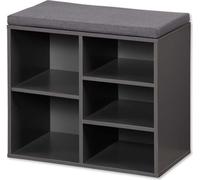 KESPER® Armoire à chaussures grise avec coussin d'assise, 3 compartiments + 1 grand compartiment, ®, fond variable, banc pour hall 51,5x29,5x48cm, banc pour vestiaire, 15913