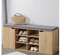 KESPER Armoire à chaussuresReproduction chêne avec coussin d'assise - 103 x 30,5 x 48 cm - 6 compartiments & 2 portes avec étagères variables - banc pratique - 1592813