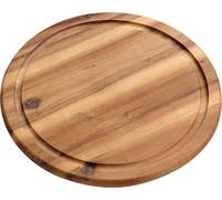 Kesper Assiette à goûter / assiette à viande avec rainure à jus, acacia Ø 25 cm, naturel