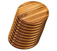 Kesper Assiette en bois d'acacia certifié FSC® ø 30 cm - Lot de 10 - Viande, Pizza, Charcuterie & Fromage - Résistant à l'humidité - Durable - Non lavable au lave-vaisselle
