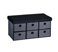 Kesper Banc avec boîtes de Rangement et Coussins d'assise en Tissu Teddy - Matériau : Panneau de Fibres certifié FSC - Dimensions : 76 x 38 x 38 cm - Couleur : Gris/Noir - 15953