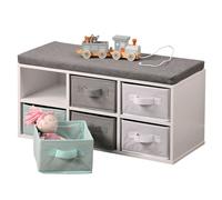 KESPER Banc Avec Six Boîtes En Tissu 38 X 68 X 295 cm Blanc/Gris/Bleu 17729