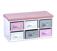 Kesper | Banc pour Enfants avec Coussin d'assise, matériau : Panneau de Fibres certifié FSC, Dimensions : 68 x 29,5 cm, Hauteur : 33 cm, Couleur : Blanc, Gris, Rose | 17739 13