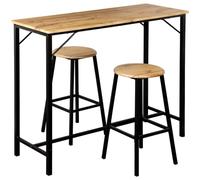 Kesper Bar de Cuisine 3 pièces - Table et 2 tabourets - Structure en métal - Panneau de Fibre FSC Aspect chêne - Peu encombrant et Stable - Table 110 x 40 x 88 cm - 1597813