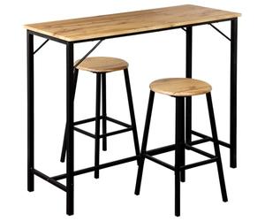 Kesper Bar de Cuisine 3 pièces - Table et 2 tabourets - Structure en métal - Panneau de Fibre FSC Aspect chêne - Peu encombrant et Stable - Table 110 x 40 x 88 cm - 1597813