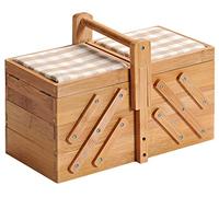 KESPER Boîte à coudre en bambou avec coussin à aiguilles et 6 compartiments pour accessoires de couture