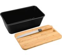 KESPER Boîte à pain avec assiette et couteau 348 X 155 X 20 cm Noir 58481
