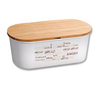 Kesper® | Boîte à pain avec planche à découper en bambou - Matériau : plastique (PET), bambou - Certifié FSC®, passe au lave-vaisselle, hygiénique et neutre au goût, dimensions : 34 x 14 x 18 cm |
