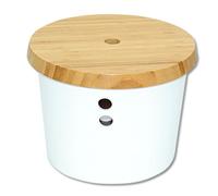 KESPER Boîte de conservation avec couvercle en bambou - 32622 - Dimensions : Ø 21 x 15,5 cm - Blanc