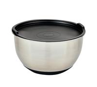 Kesper | Bol mélangeur avec couvercle, matériau : acier inoxydable, plastique, silicone, dimensions : Ø 26 cm, hauteur : 15 cm, couleur : argent, noir | 90896