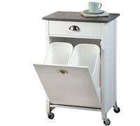 Chariot de cuisine blanc avec corbeille à déchets, gadget de cuisine pratique et élégant - Kesper