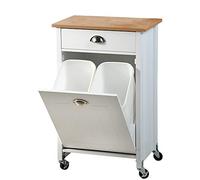 Kesper Chariot de Cuisine avec système de tri des déchets, 50 x 37 x 79 cm, Bois, Blanc, Taille Unique