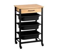 Kesper | Chariot de Cuisine avec tiroir et 3 bacs de Rangement, Panneau de Particules certifié FSC®, Cadre en métal, 4 roulettes (2 avec Frein), Dimensions : 47 x 37 x 81,5 cm | 2553313