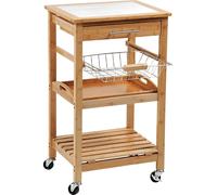 Kesper Chariot de cuisine Chariot de service en bambou avec carrelage + plateau, 25776