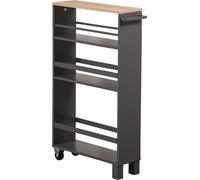 KESPER Chariot de niche gris - 50x15x79cm - Panneau de particules - 3 étagères, poignée & 2 roulettes avec frein - Idéal pour la cuisine & la salle de bain - Chariot de cuisine - 2485613
