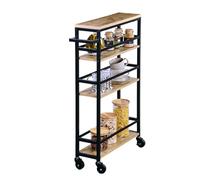 Kesper | Chariot de Niche, matériau: métal et Panneau de Particules certifié FSC, Dimensions : l : 50 x H : 81 x P : 15 cm, Couleur : Naturel/Noir | 27842