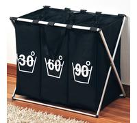 Kesper Collecteur de linge à triple compartiment, Trio, noir 19590