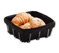KESPER Corbeille à pain et à fruits - Corbeille en métal avec garniture en tissu noir - 22 x 22 x 9 cm - lavable & moderne - idéale pour le petit-déjeuner & la cuisine - 90885
